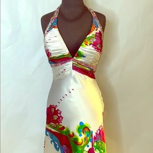 White Multi Print gown